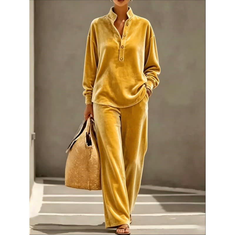 Women's Velour Lounge Set with Wide Leg Trousers | Penny_10