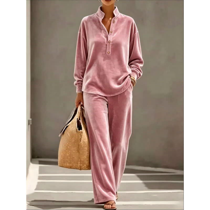 Women's Velour Lounge Set with Wide Leg Trousers | Penny_7