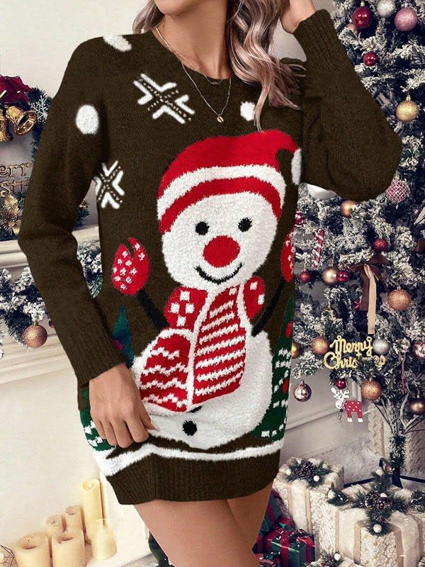 Women's Snowman Longline Christmas Jumper | Cleo_6
