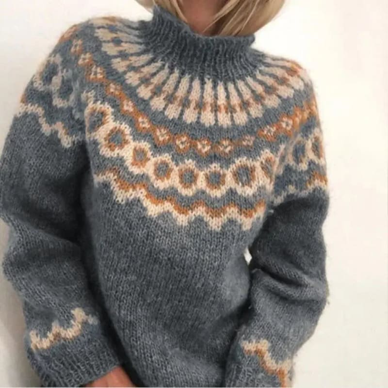 Women's Nordic Pattern Roll Neck Jumper | Iris_1