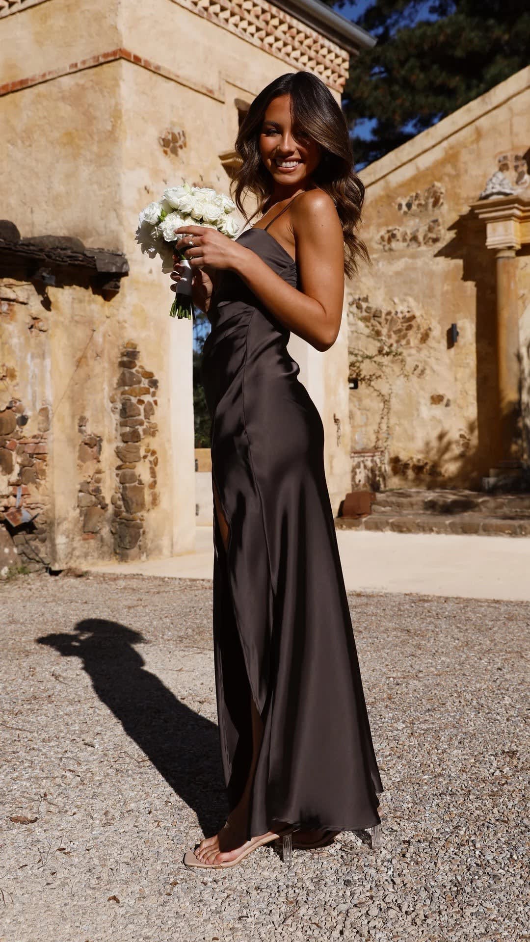 Women's Satin Split Maxi Dress | Livia_7
