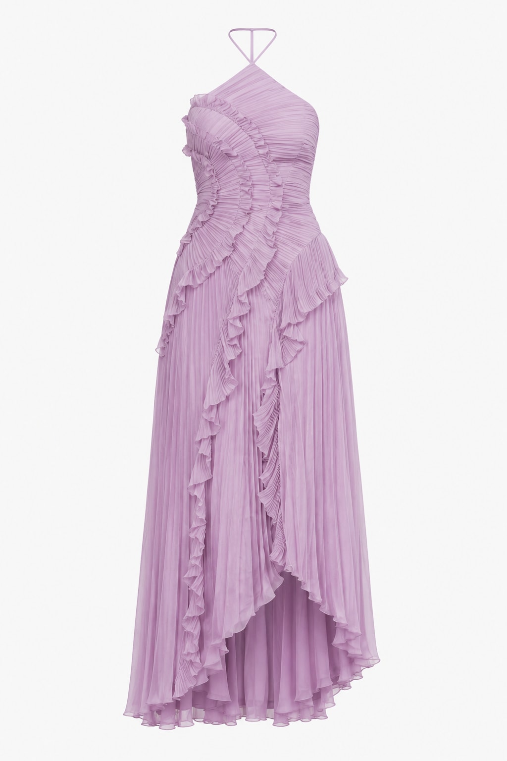 Women's Pleated Ruffle Halter Maxi Dress | Lena_6