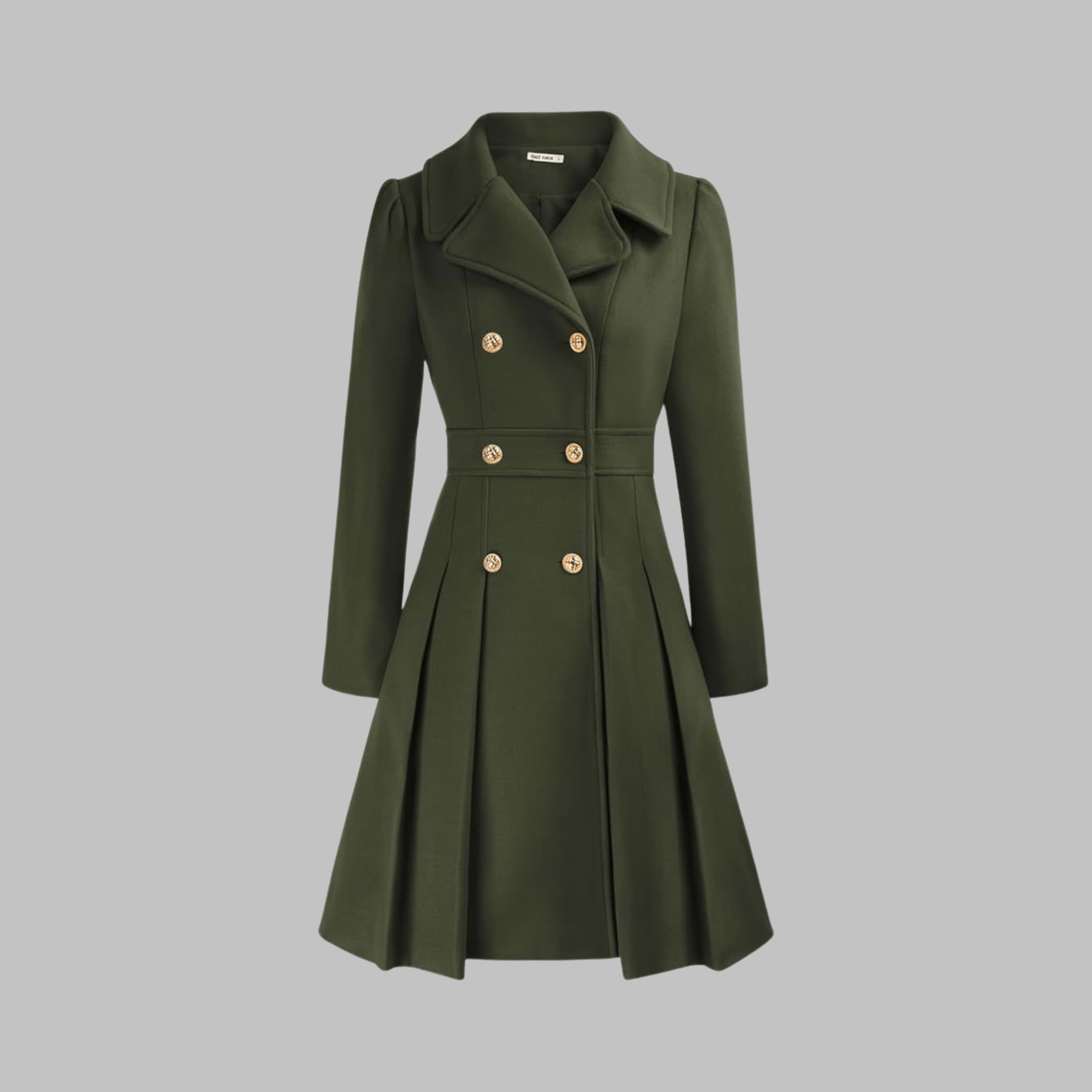 Women's Double-Breasted Pleated Coat | Lois_12