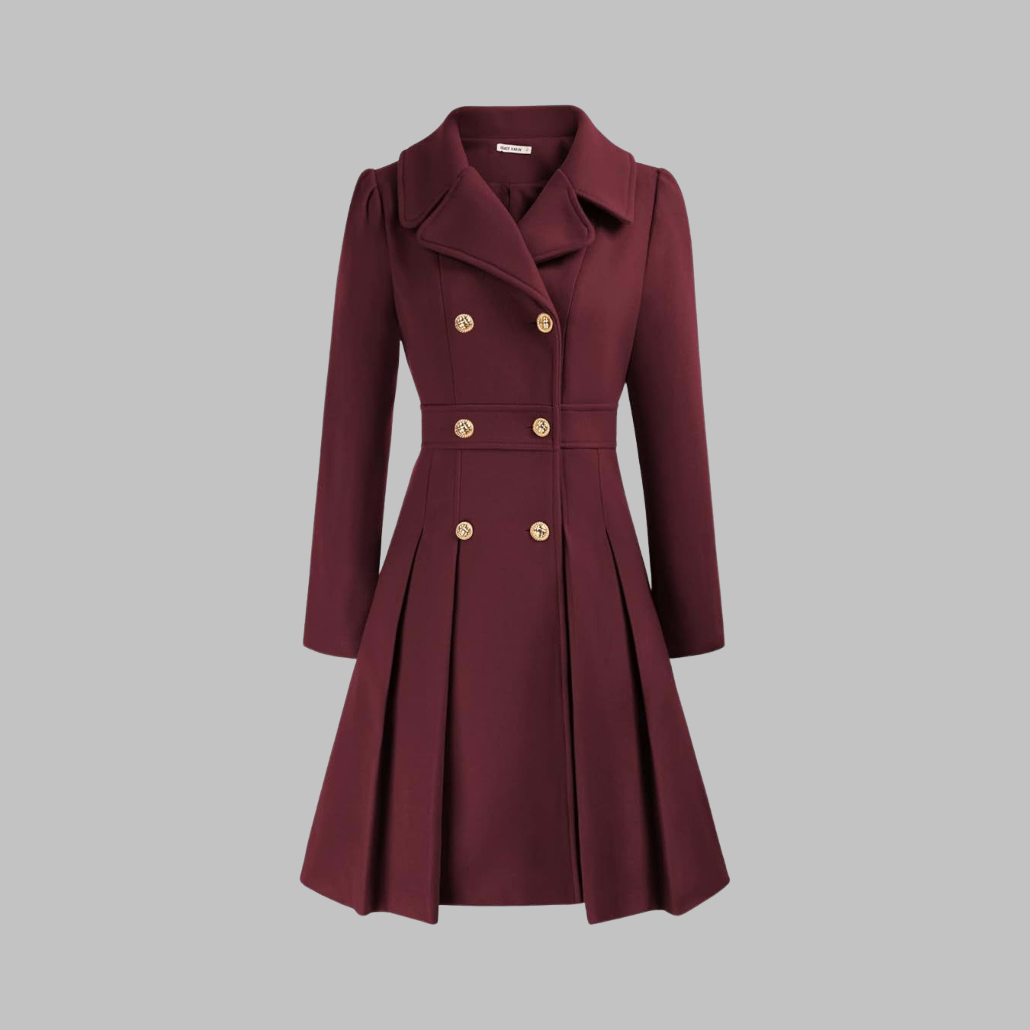 Women's Double-Breasted Pleated Coat | Lois_17