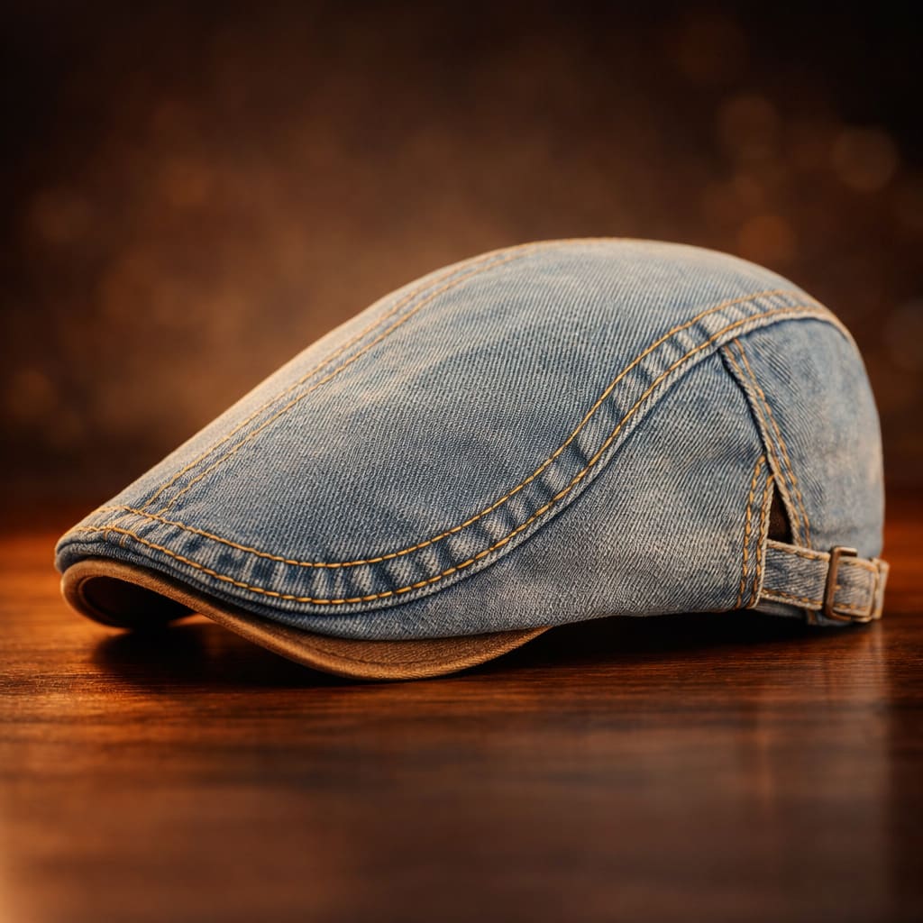Men's Washed Denim Flat Cap | Gregor_4