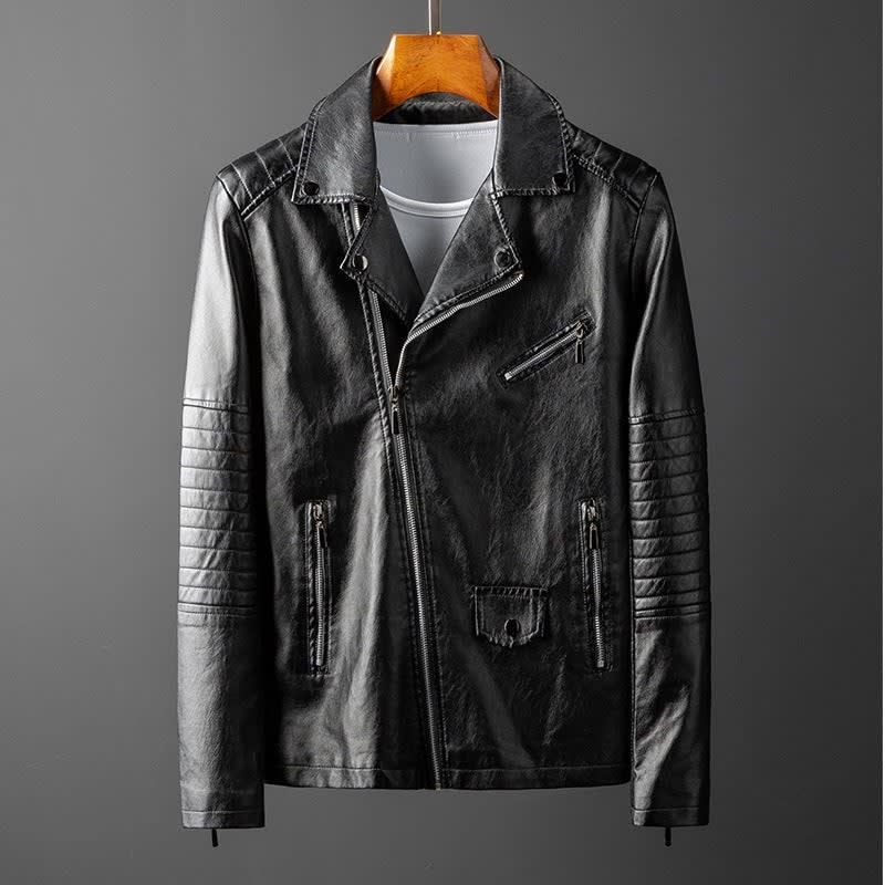 Men's Faux Leather Biker Jacket | Callan_3