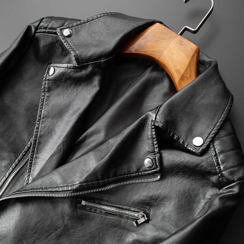 Men's Faux Leather Biker Jacket | Callan_5