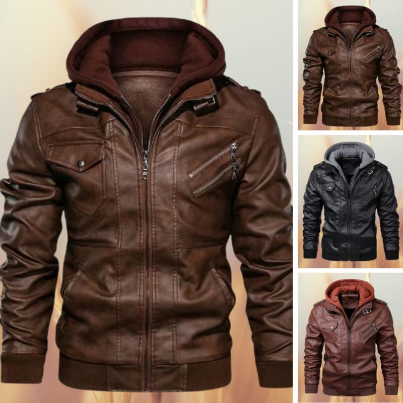 Men's Hooded Leather Biker Jacket | Wilfred_1
