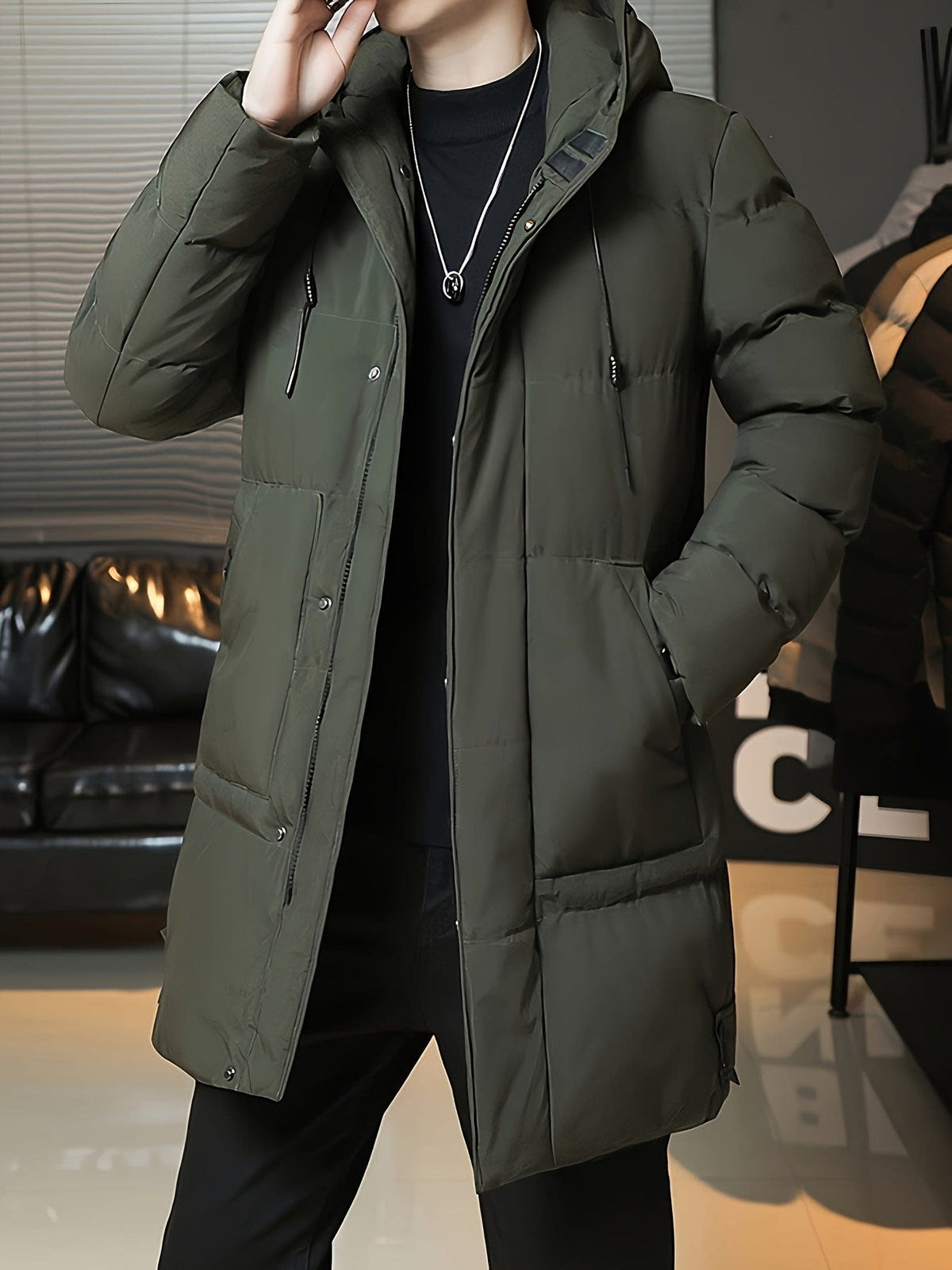 Men's Hooded Longline Puffer Coat | Brandon_10