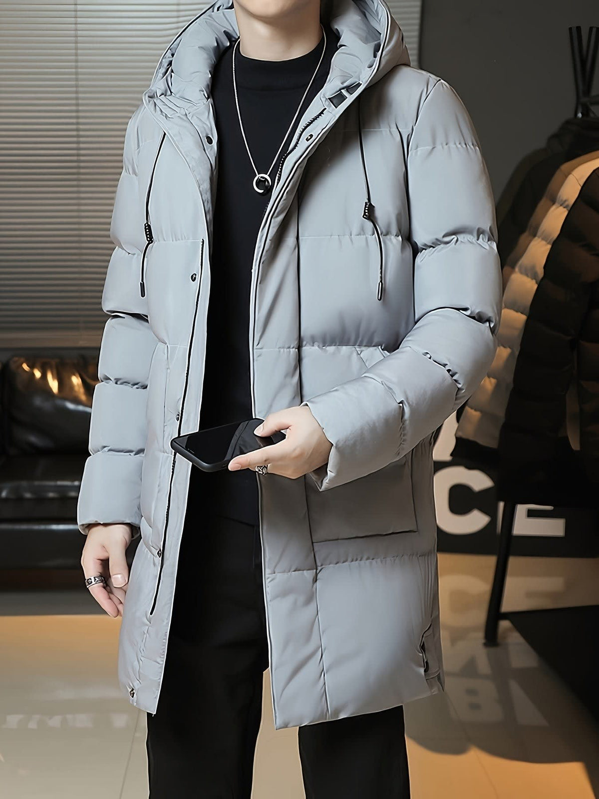 Men's Hooded Longline Puffer Coat | Brandon_22