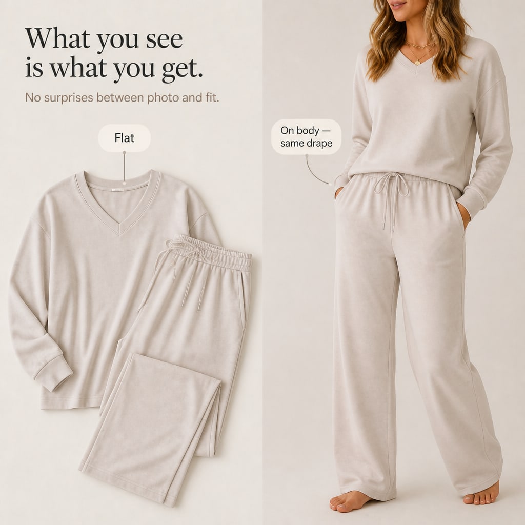 Women's V-Neck Knit Drawstring Lounge Set | Suzanne_6