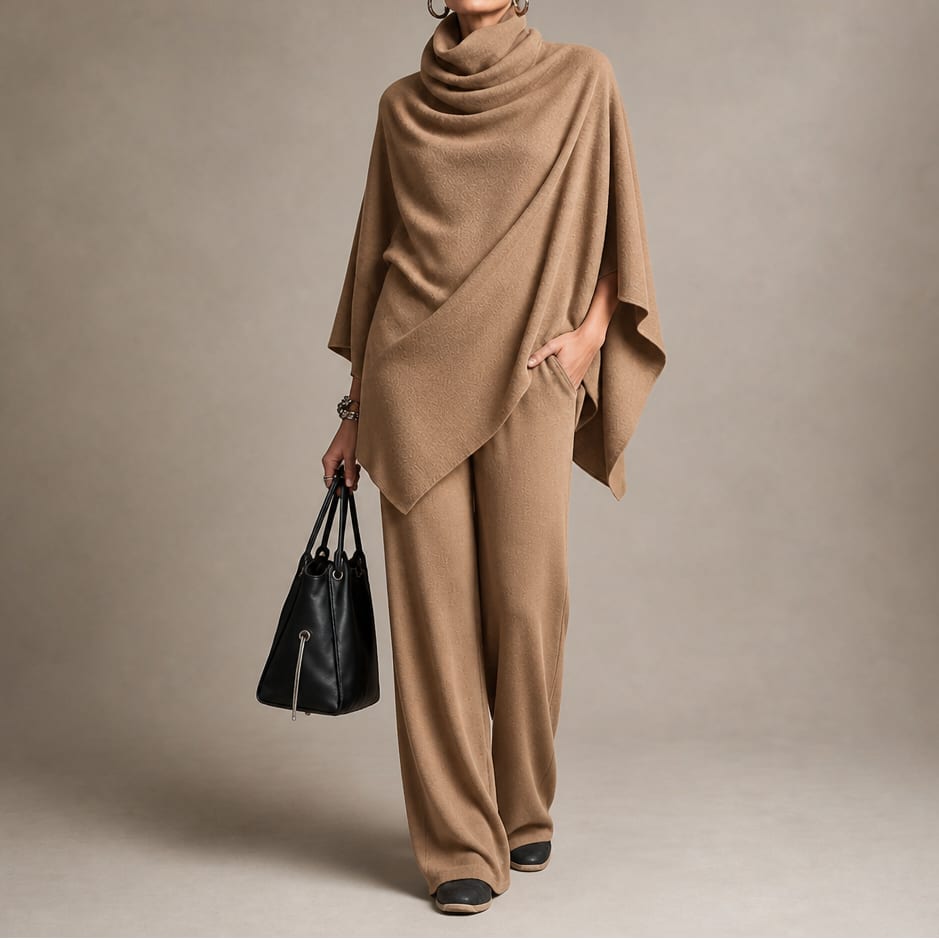Women's Cowl Neck Draped Trouser Set | Odette_15
