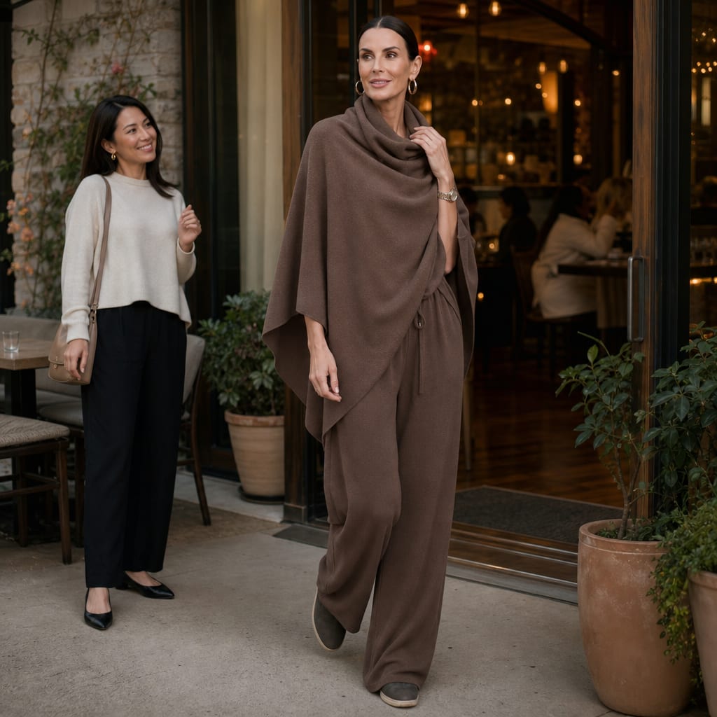 Women's Cowl Neck Draped Trouser Set | Odette_4