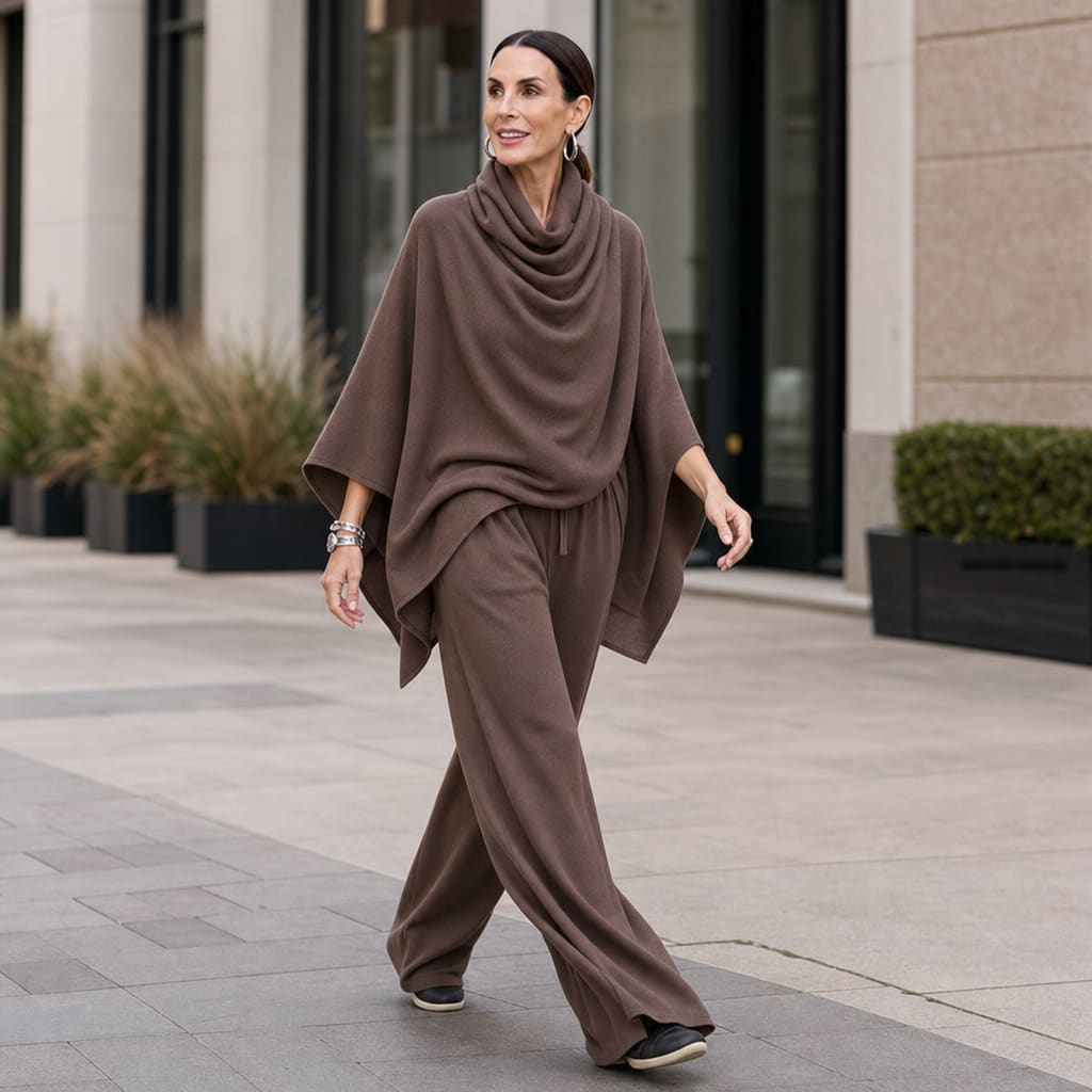 Women's Cowl Neck Draped Trouser Set | Odette_7