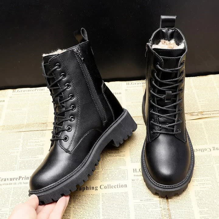 Women's Faux Leather Lace Up Ankle Boots | Dahlia_3