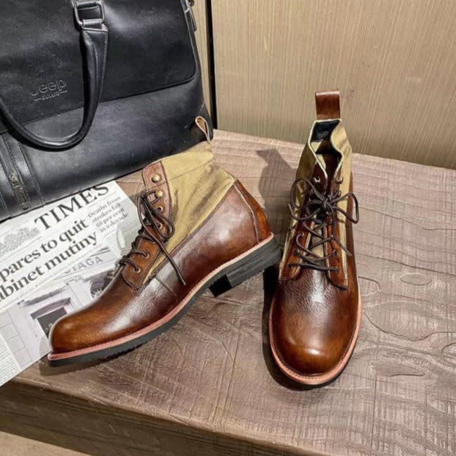 Men's Leather Lace-Up Ankle Boots | Terry_4