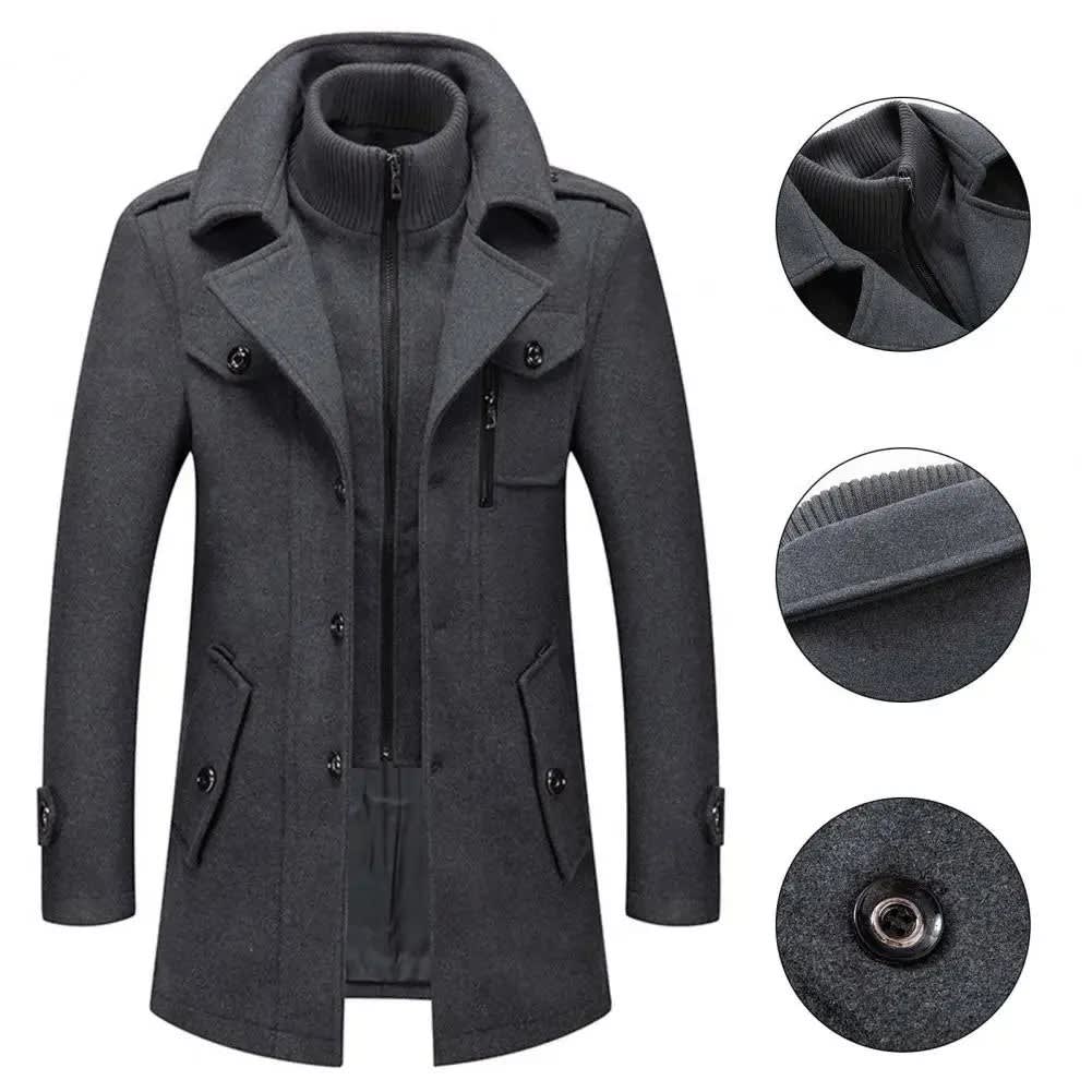 Men's Long Double Collar Overcoat | Alan_3