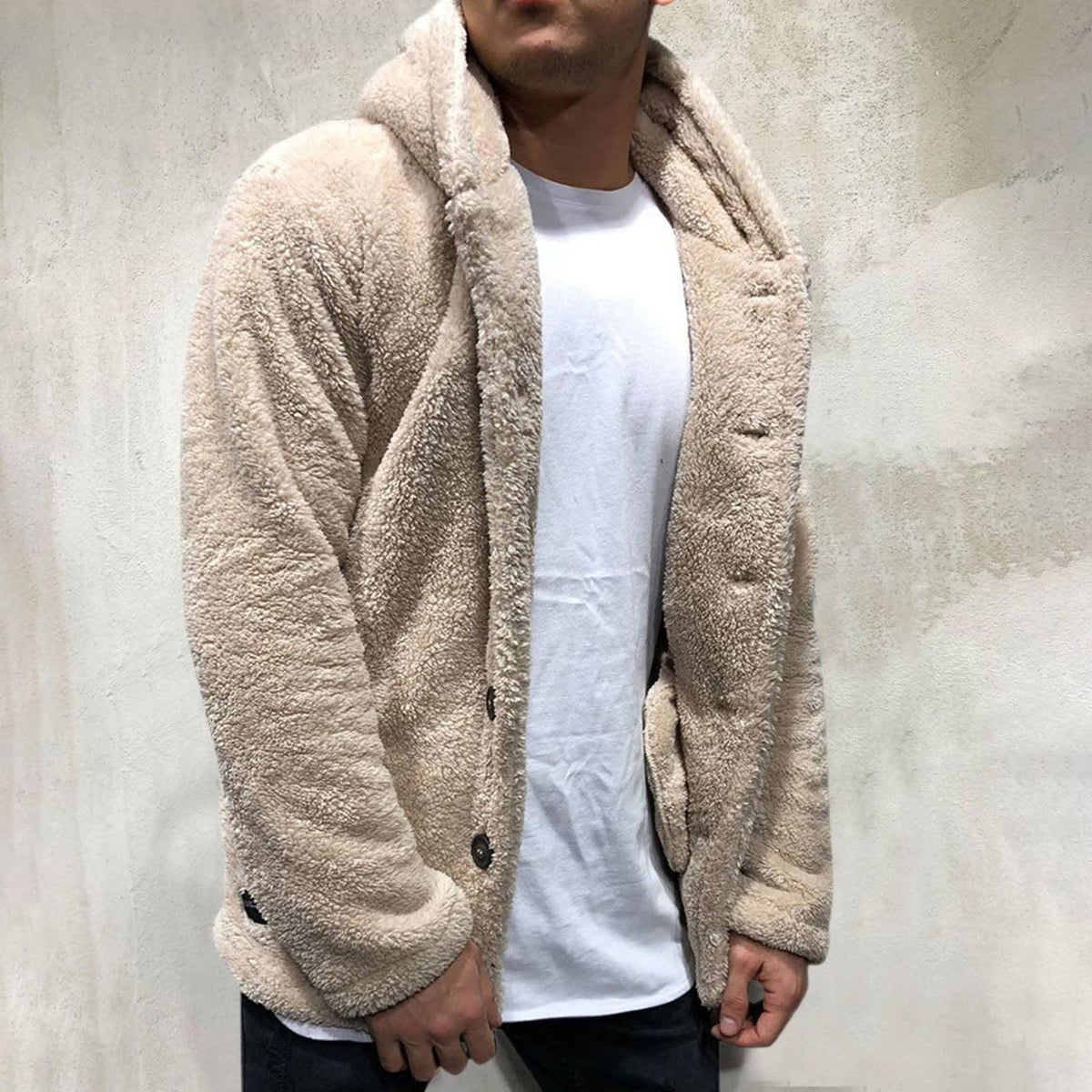 Men's Teddy Fleece Button Jacket | Andrew_10