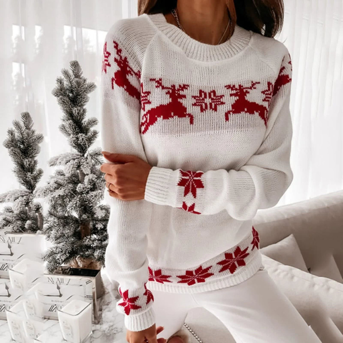 Women's Reindeer Ugly Christmas Jumper | Fleur_4