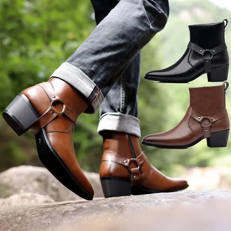 Men's Zip-Up Western Ankle Boots | Stephen_7