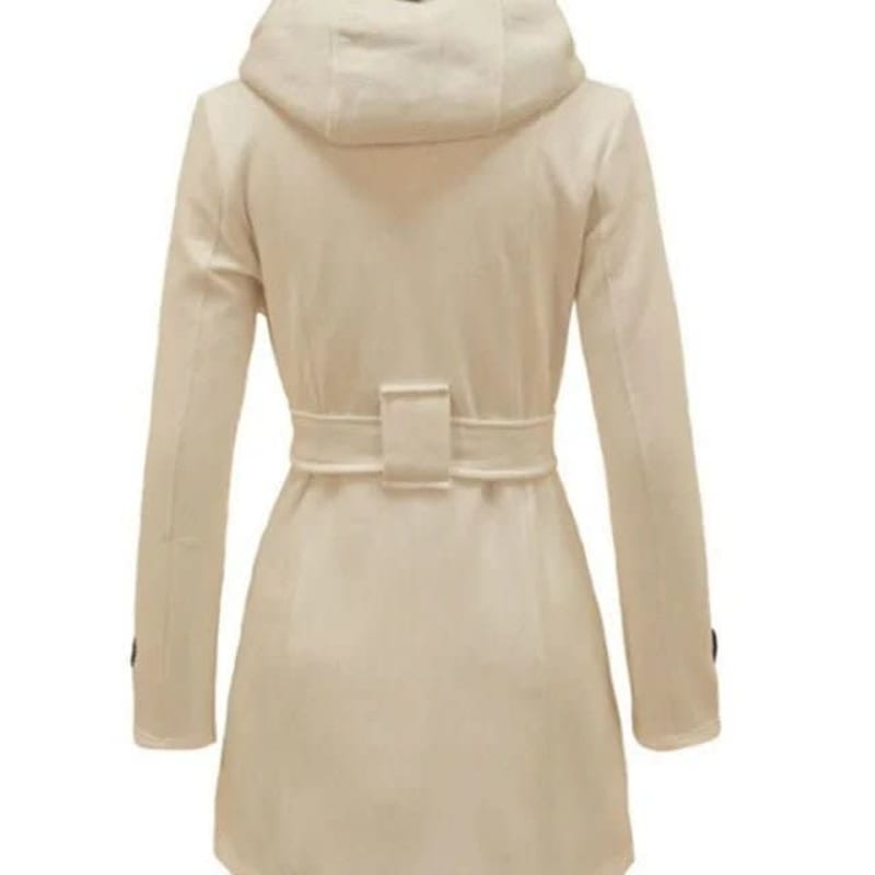 Women's Hooded Belted Pea Coat | Isla_1