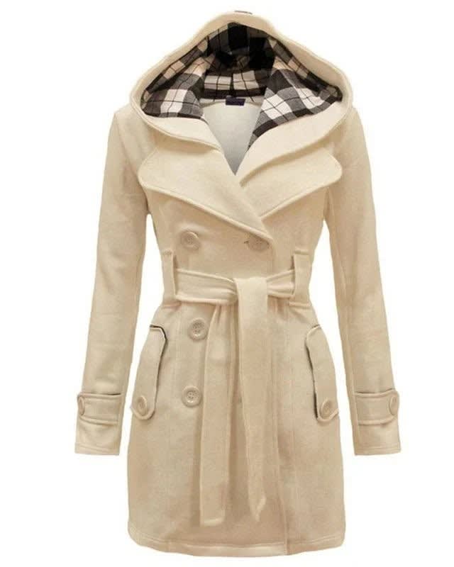 Women's Hooded Belted Pea Coat | Isla_3