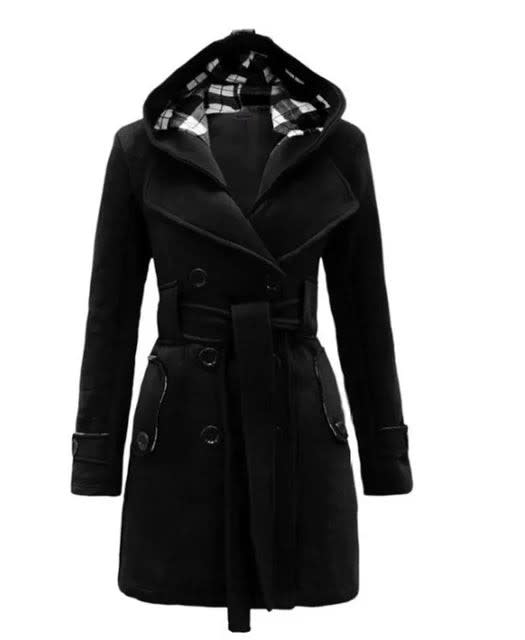 Women's Hooded Belted Pea Coat | Isla_5