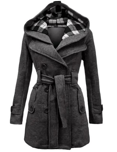 Women's Hooded Belted Pea Coat | Isla_6
