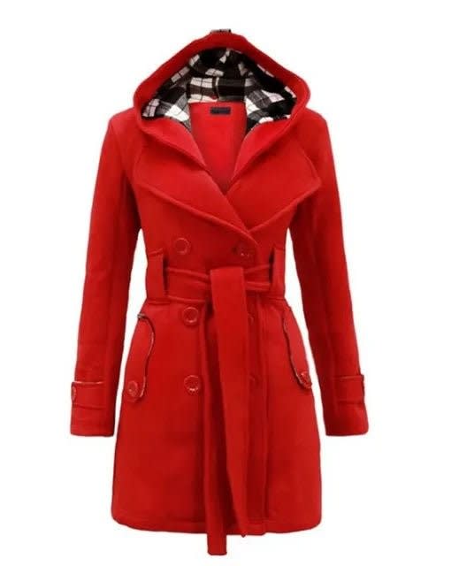 Women's Hooded Belted Pea Coat | Isla_7