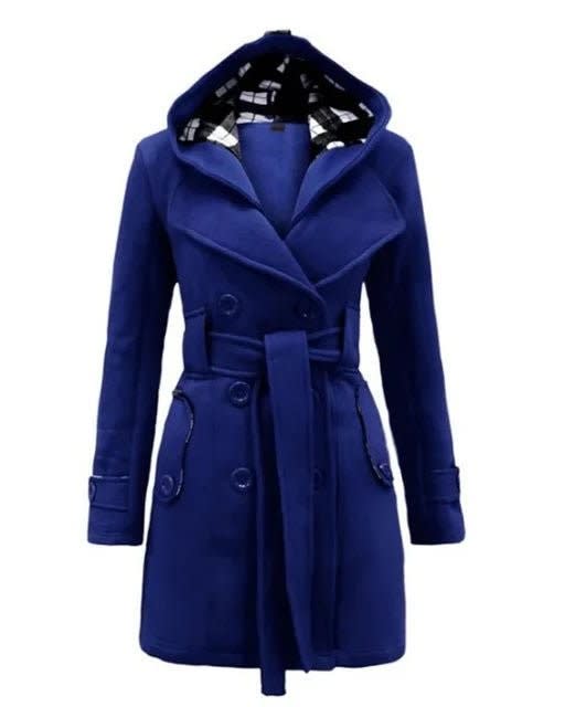 Women's Hooded Belted Pea Coat | Isla_9