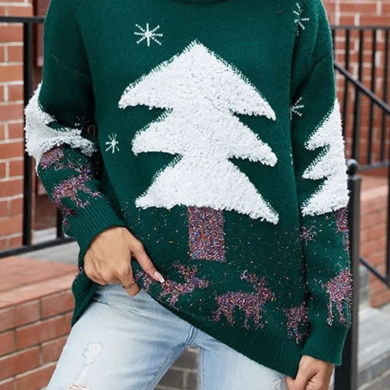 Women's Fluffy Tree Oversized Christmas Jumper | Beatrix_1