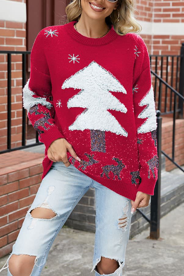 Women's Fluffy Tree Oversized Christmas Jumper | Beatrix_7