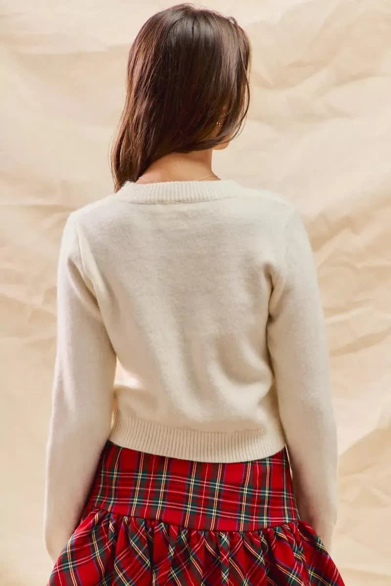 Women's Candy Cane Cropped Christmas Jumper | Lucinda_10