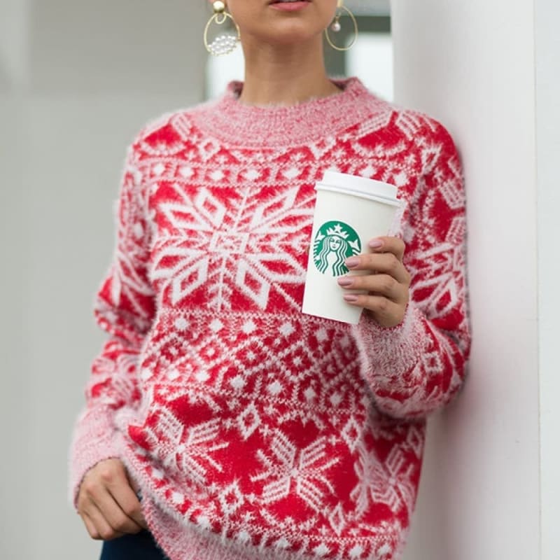 Women's Fluffy Snowflake Christmas Jumper | Nina_1