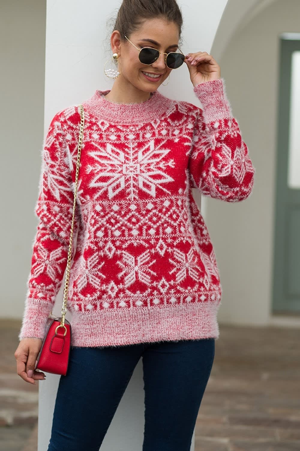 Women's Fluffy Snowflake Christmas Jumper | Nina_2