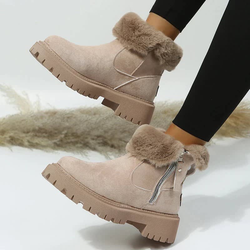 Women's Faux Fur Platform Ankle Boots | Helen_1