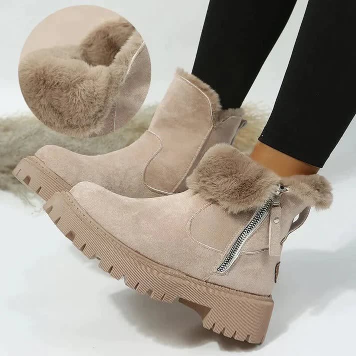 Women's Faux Fur Platform Ankle Boots | Helen_4