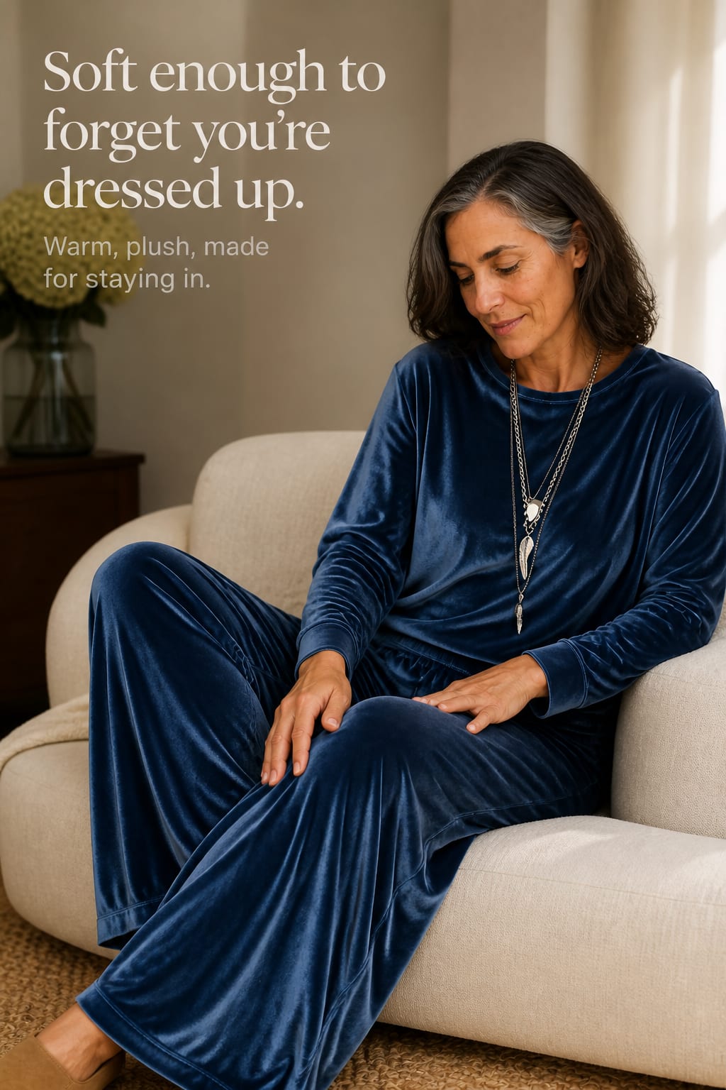 Women's Velvet Wide Leg Lounge Set | Elsa_11