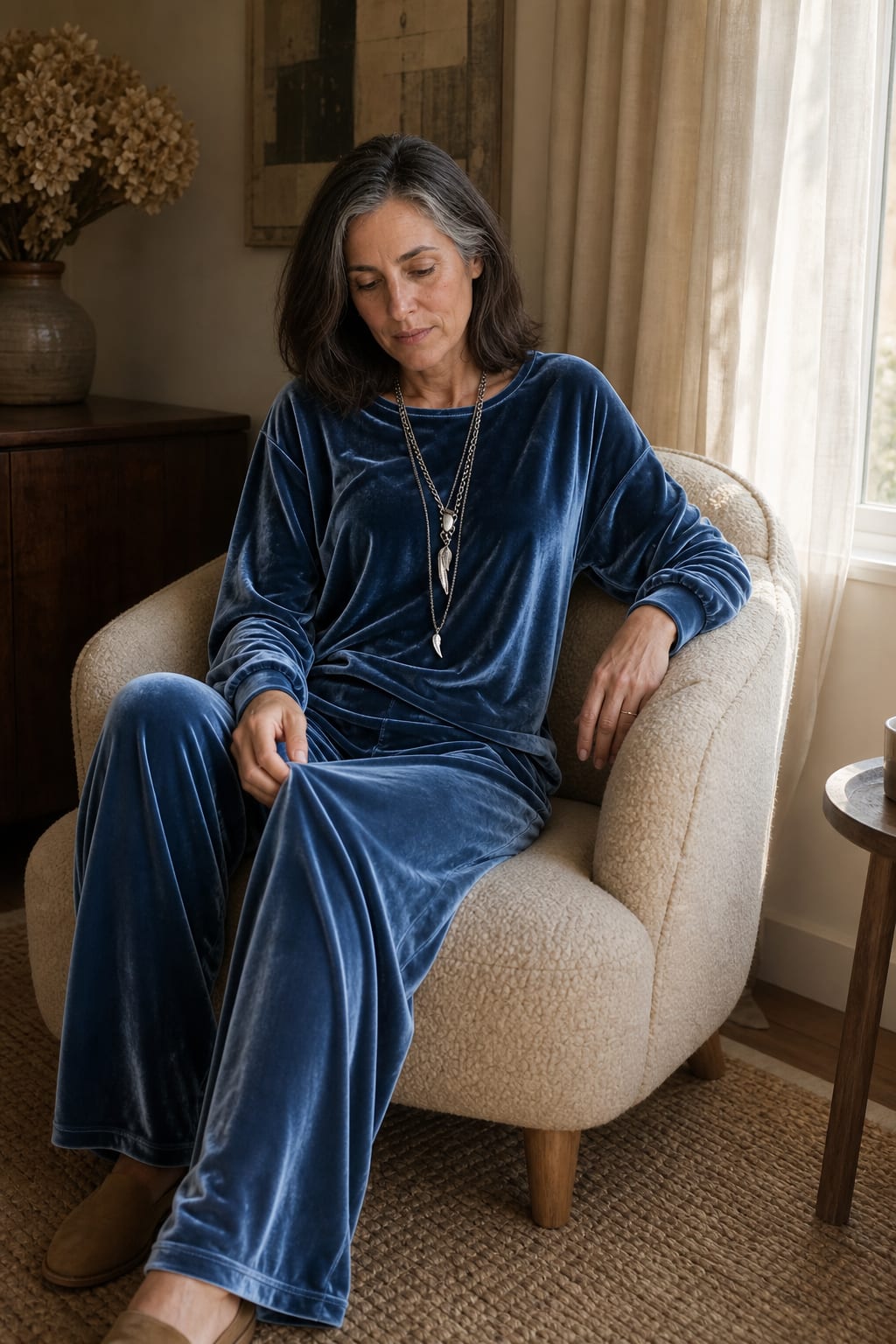 Women's Velvet Wide Leg Lounge Set | Elsa_5