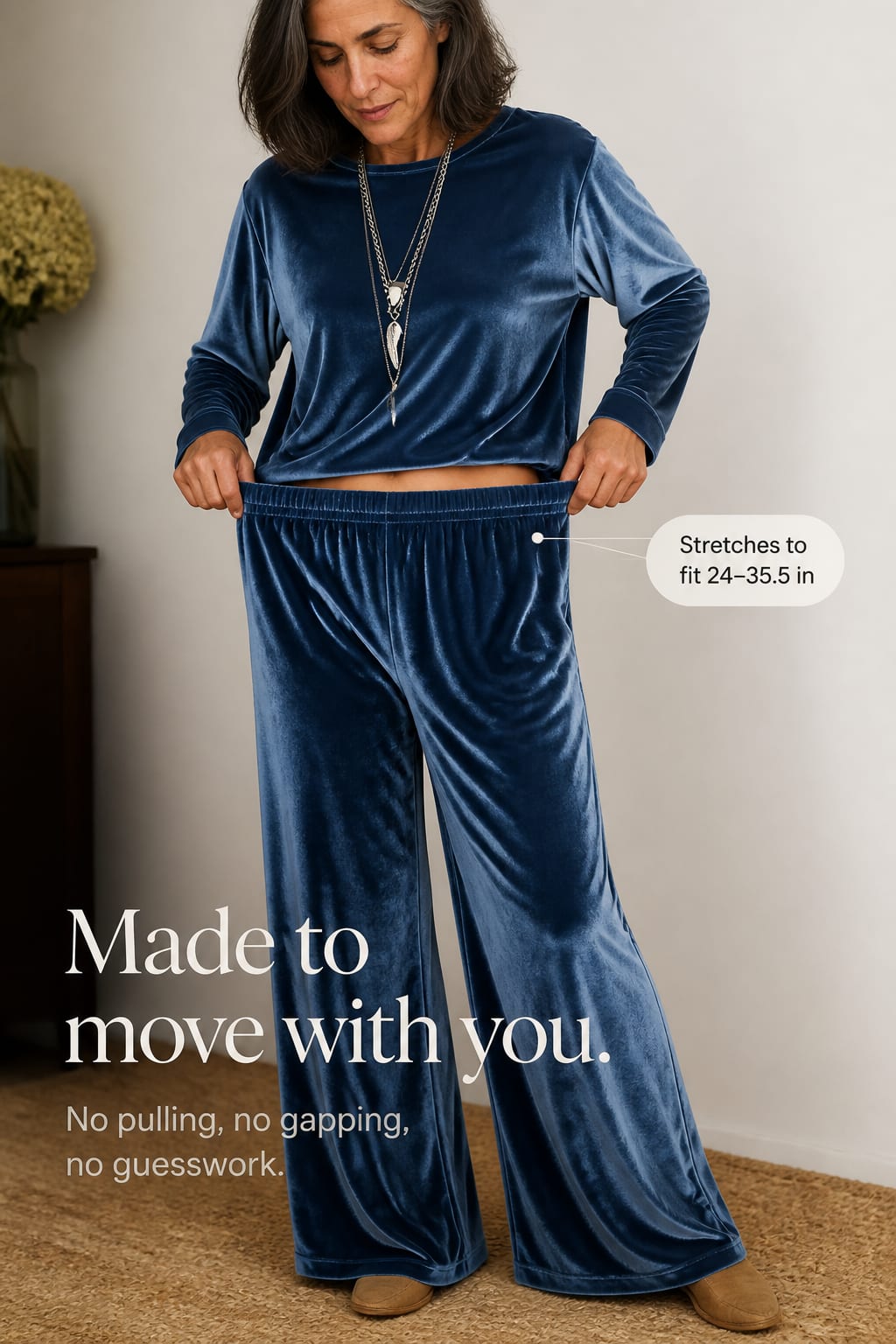 Women's Velvet Wide Leg Lounge Set | Elsa_6