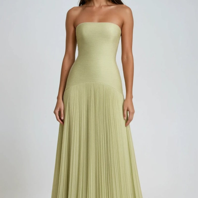 Women's Strapless Pleated Wedding Guest Maxi Dress | Savannah_1