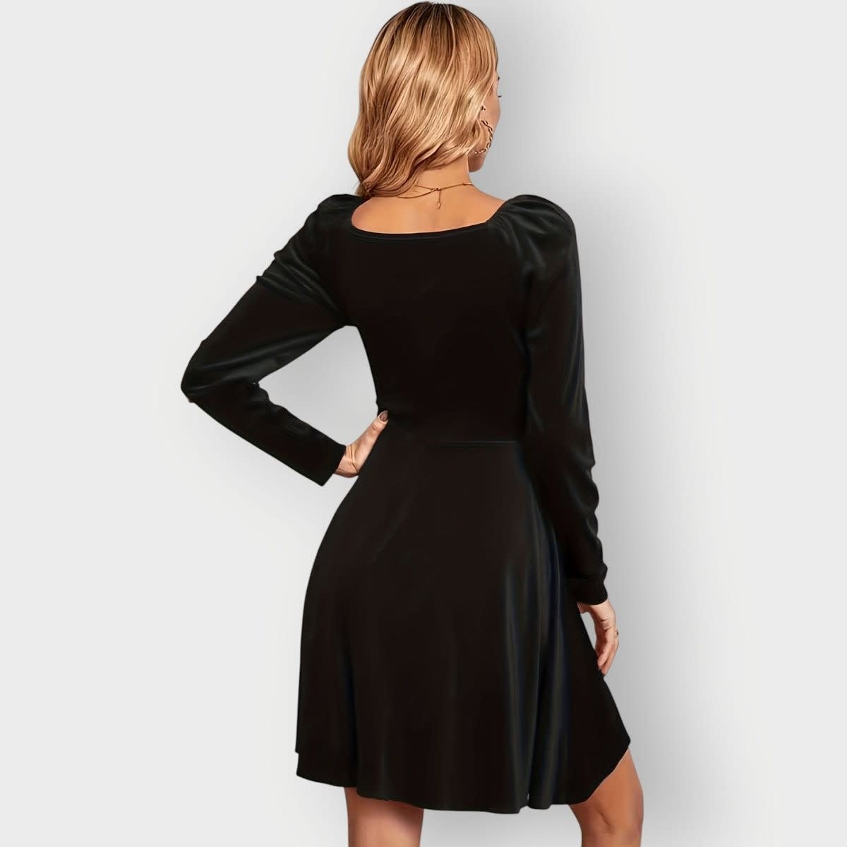Women's Velvet Long Sleeve Skater Party Dress | Martha_7