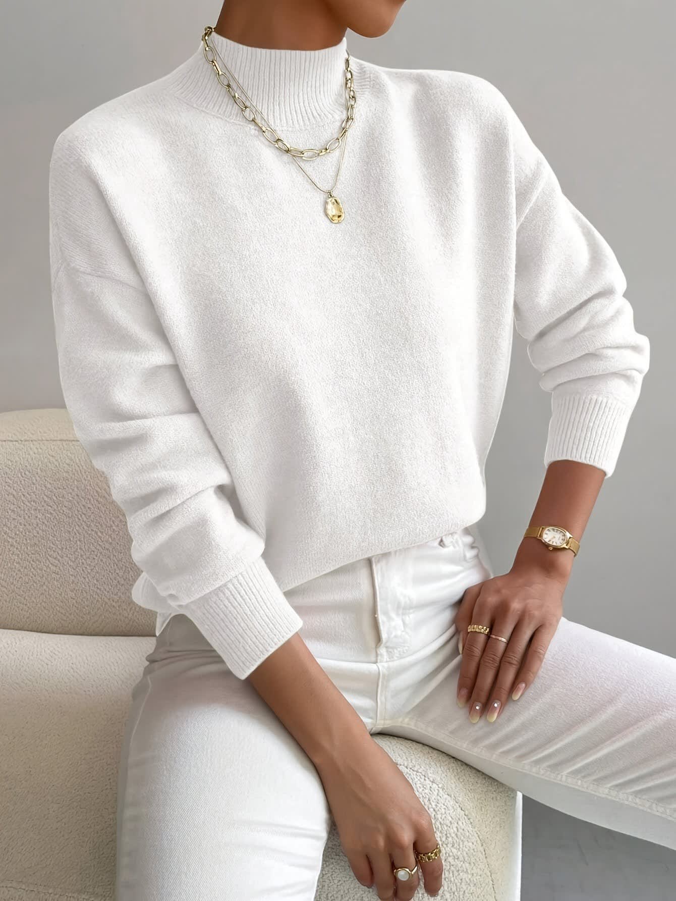 Women's Mock Neck Knit Jumper | Greta_2