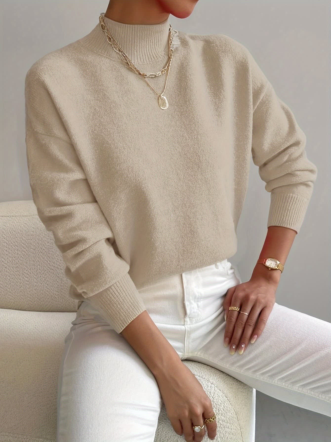 Women's Mock Neck Knit Jumper | Greta_5