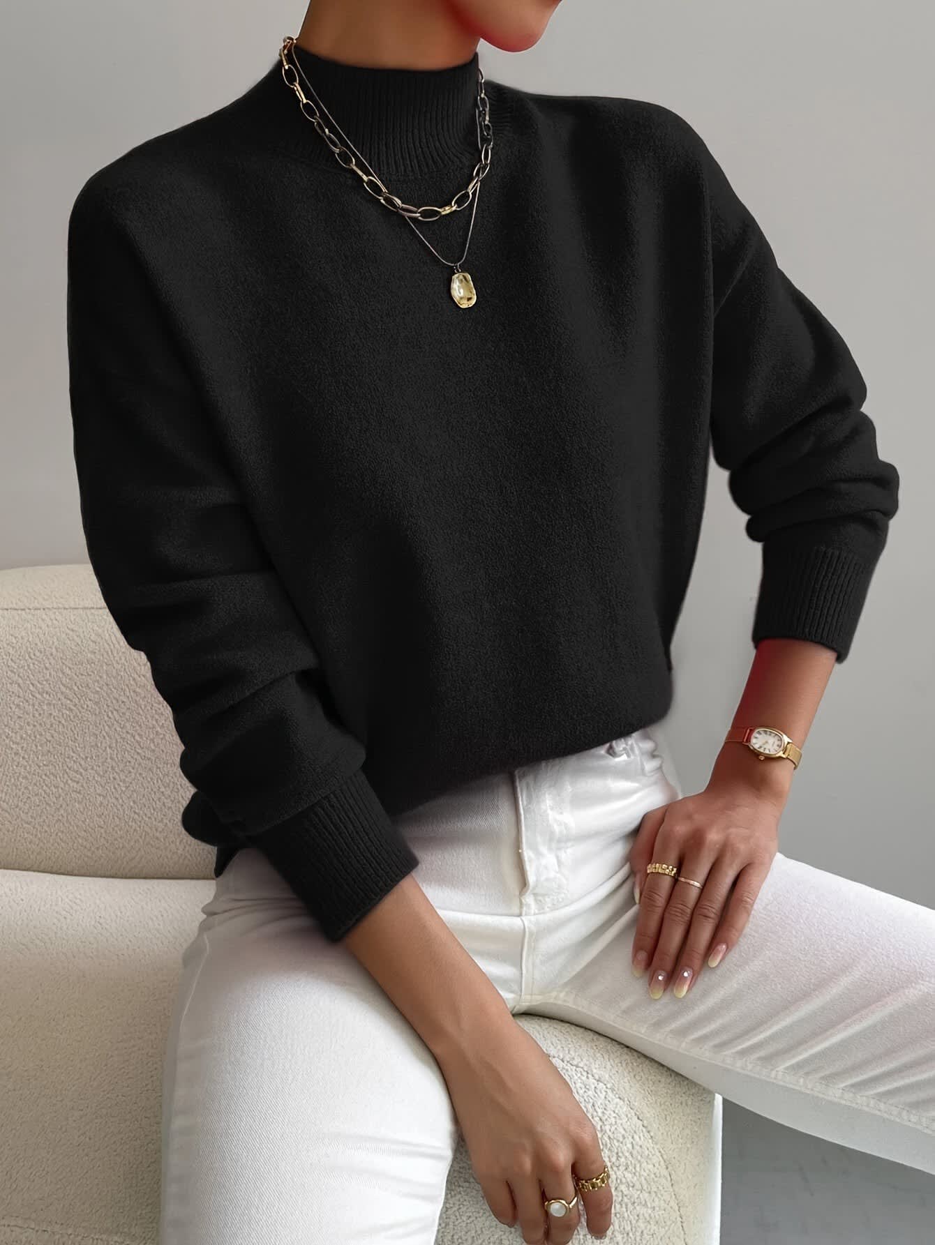 Women's Mock Neck Knit Jumper | Greta_6