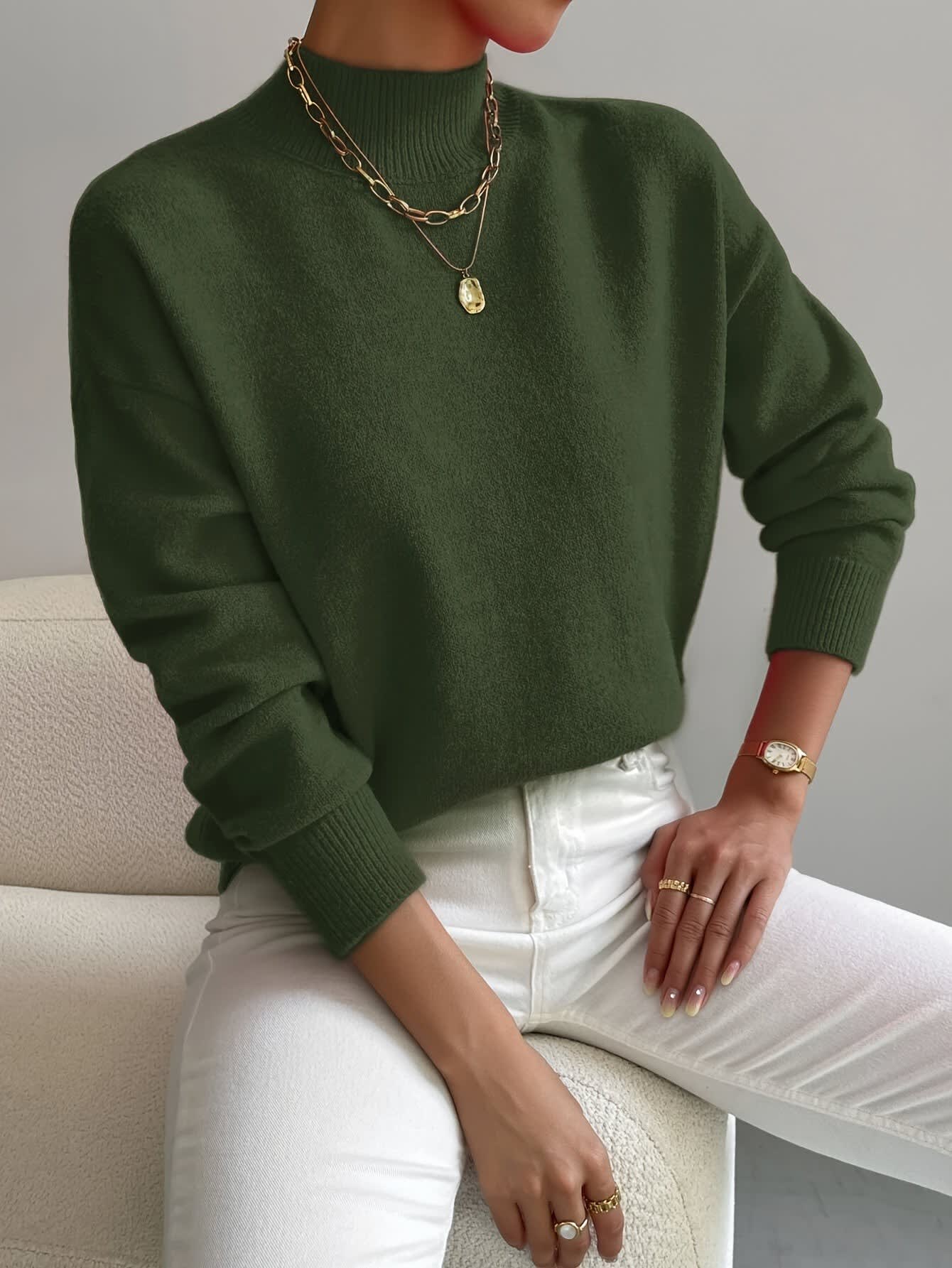 Women's Mock Neck Knit Jumper | Greta_8