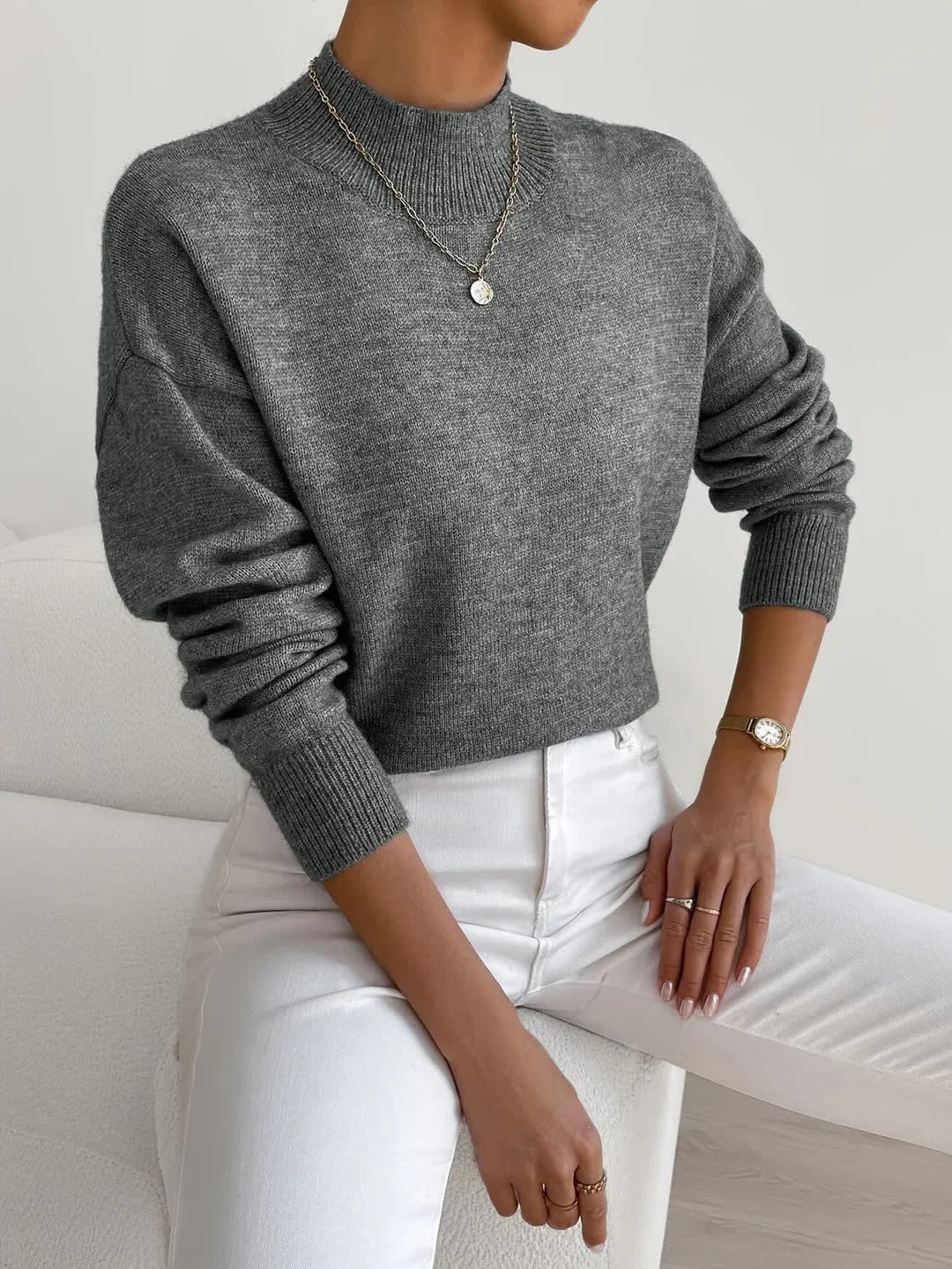 Women's Mock Neck Knit Jumper | Greta_9