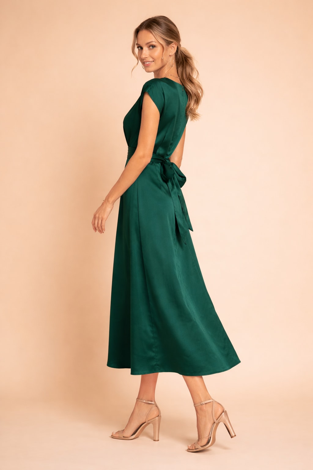 Women's Satin Twist Front Midi Dress | Delphi_7