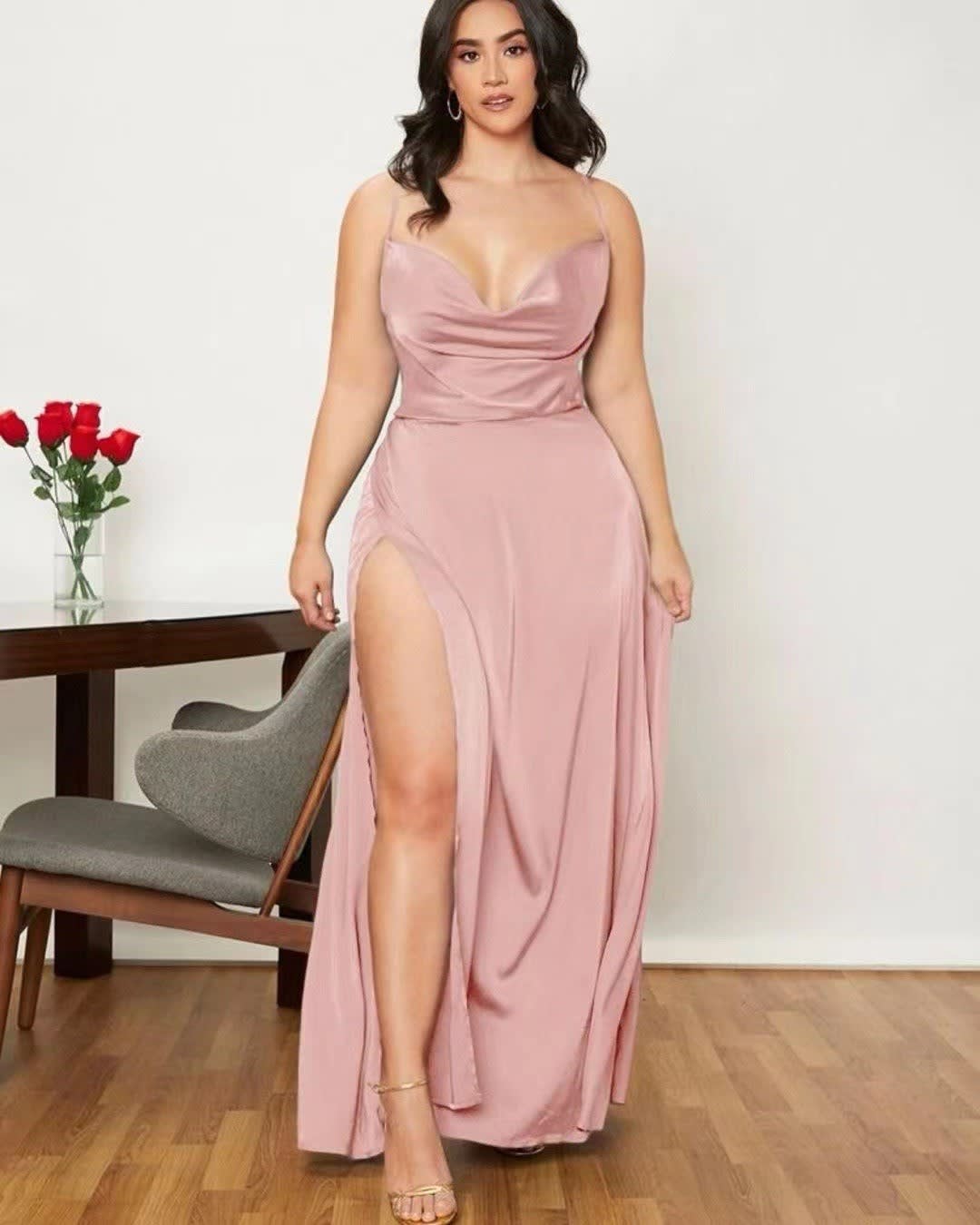 Women's Cowl Neck Satin Maxi Dress | Fenella_10