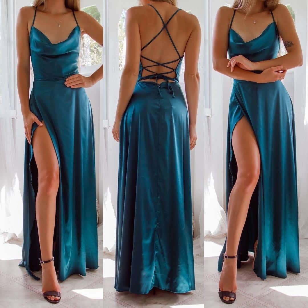 Women's Cowl Neck Satin Maxi Dress | Fenella_12